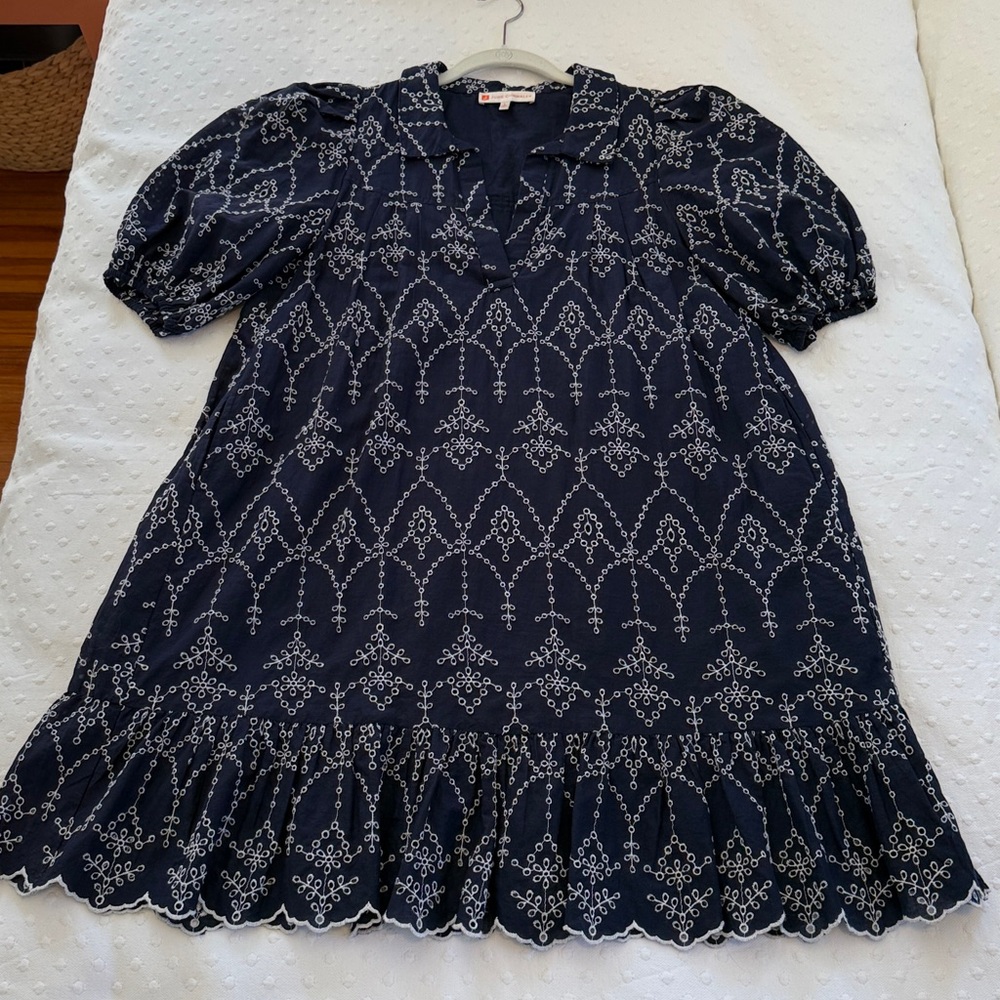 Jude Connally Navy Eyelet Lace Puff Sleeve Dress
Small